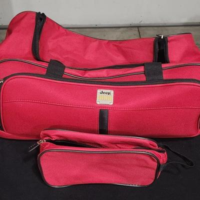Sale Photo Thumbnail #219: Jeep Red Black Large Duffle Bag Luggage w/ Toiletries Bag Set

Will receive all items pictured