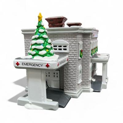 Sale Photo Thumbnail #483: Dept 56 Snow Village Snowy Hills Hospital  #54488-8.  Includes Box, Styrofoam packer, and light cord.  No Chips  Retired in 1996