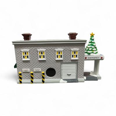 Sale Photo Thumbnail #484: Dept 56 Snow Village Snowy Hills Hospital  #54488-8.  Includes Box, Styrofoam packer, and light cord.  No Chips  Retired in 1996