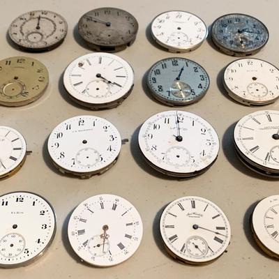 Large Lot - Pocket Watch Movements w/ Dials