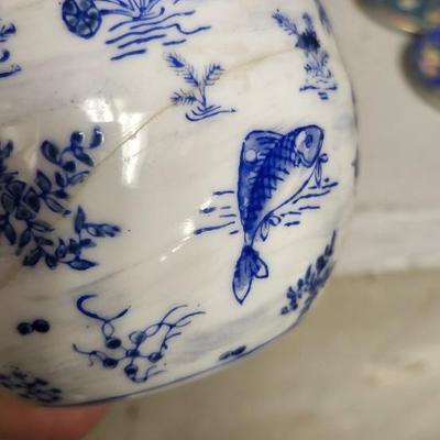 Sale Photo Thumbnail #338: Wedgewood 1973 Mother's Day, small ginger jar is cracked but repaired, that guilded plate is really neat and a pair of Limoges trinkets.