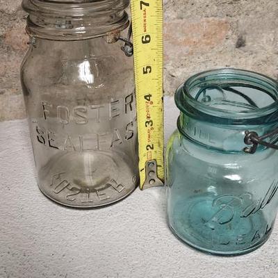 Sale Photo Thumbnail #346: Neat group of old canning jars.