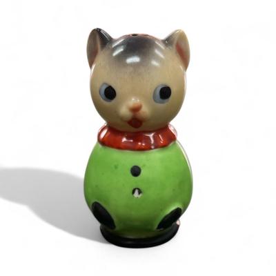 Sale Photo Thumbnail #518: Vintage Japan Cat Salt or Pepper Shaker  Paint missing on part of left paw.  No cork in bottom.
2.5" tall