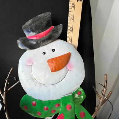 Lot 56 Metal Snow man & decorative sleigh.