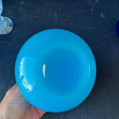 Lot 63 Blue glass group