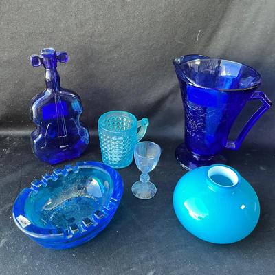 Lot 63 Blue glass group
