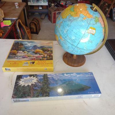 WORLD GLOBE & TWO NEW PUZZLES