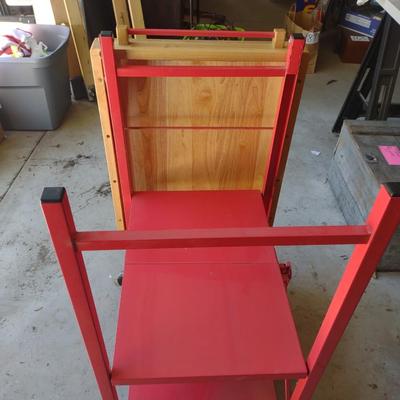 FOLDING BUTCHER BLOCK CART ON WHEELS