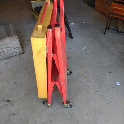 FOLDING BUTCHER BLOCK CART ON WHEELS