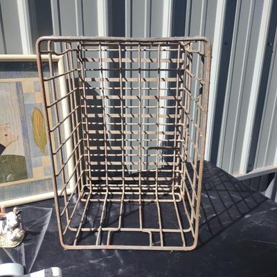 CAST IRON COW DOOR STOP, OLD STEEL MILK CRATE, REPLICA MODEL OF OLD CREAMER AND MORE