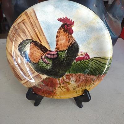 CHICKEN & ROOSTER, DECORATIVE ROOSTER PLATE