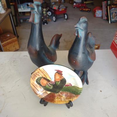 CHICKEN & ROOSTER, DECORATIVE ROOSTER PLATE