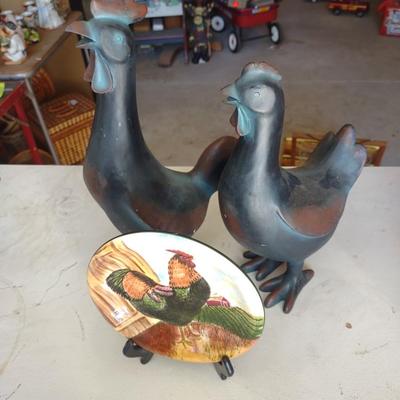 CHICKEN & ROOSTER, DECORATIVE ROOSTER PLATE