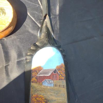 HAND PAINTED COAL SHOVEL & ROOSTER DECOR