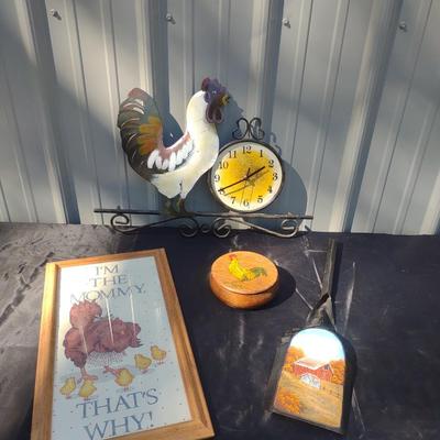 HAND PAINTED COAL SHOVEL & ROOSTER DECOR