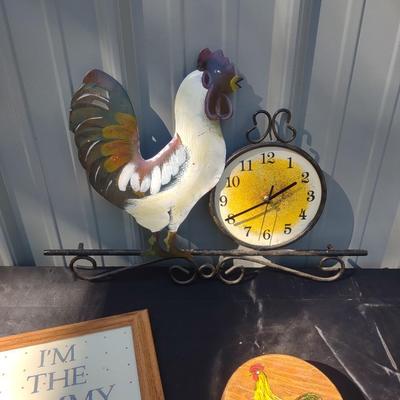 HAND PAINTED COAL SHOVEL & ROOSTER DECOR