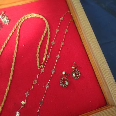DISPLAY CASE W COSTUME JEWELRY
