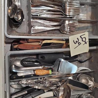 Silverware set & misc