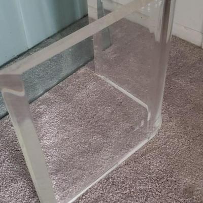 MCM heavy glass coffee table w/ Lucite stands