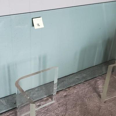MCM heavy glass coffee table w/ Lucite stands