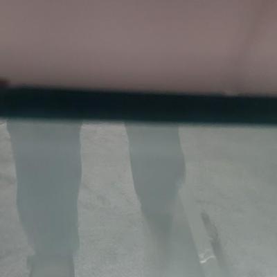 MCM heavy glass coffee table w/ Lucite stands