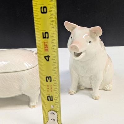 Sale Photo Thumbnail #747: Otagiri Pig Cream & Sugar Set Japan Hand Painted With Label