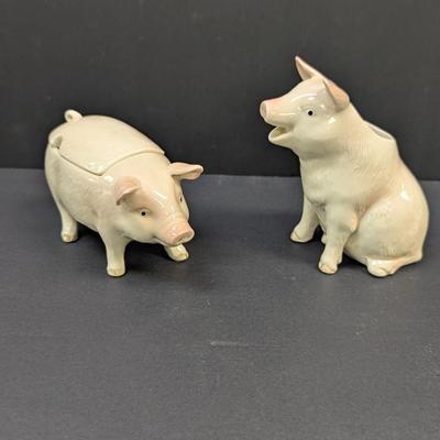 Sale Photo Thumbnail #748: Otagiri Pig Cream & Sugar Set Japan Hand Painted With Label
