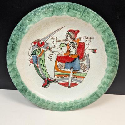 Sale Photo Thumbnail #794: Giovanni Desimone De Simone Italian Pottery Plate Fisherman Fish Boat #64/15