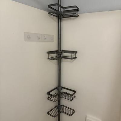 Sale Photo Thumbnail #87: Rack, shower curtain/rod, garbage can, toilet scrubber, 2 scales