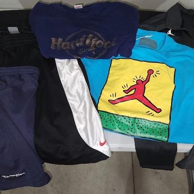 Sale Photo Thumbnail #296: Jordan Tshirt & Nike shorts lot plus others
Sizes are in pictures and will receive all items in photos as is