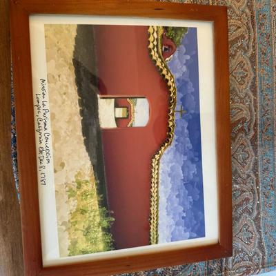 Sale Photo Thumbnail #113: Framed print of Mission La Purísima Concepción in California, signed and dated 1987.