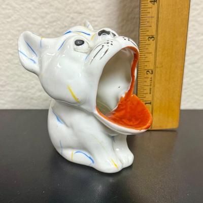 Vintage Porcelain Carnival Cat Open Mouth Cartoonish Figurine