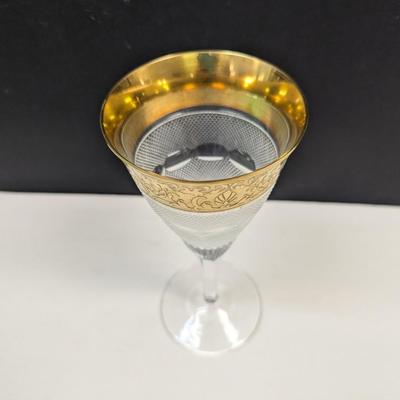 Sale Photo Thumbnail #1060: 2 - Moser Splendid Water Glasses In Cut Crystal & 24 Karat Gold Inlay