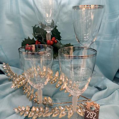 4 Lenox Federal Platinum Ice Tea / Water glasses