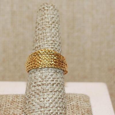 Size 7½ Multi-Rows of Ascending Gold Colored Links on a Gold Tone Band (3.6g)