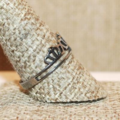 Size 10½ Delicate Stainless Steel "TRIPLE CROWN" Ring (1.5g)