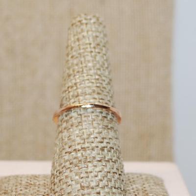 Size 7¼ Large Rectangle Champagne Colored Stone Ring & Side Accents on a Rose Gold Band (2.7g)