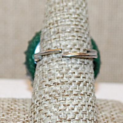 Size 8½ Very Unique "Soda Bottle Top" Ring with Colorful Clear Acrylic Top SNAKE on an OPEN Silver Tone Band (8.0g)