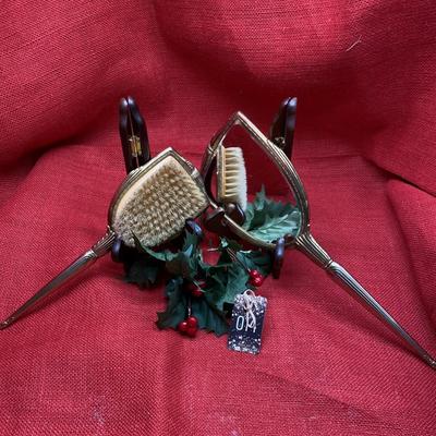 Art Nouveau Victorian Hand mirror and brush