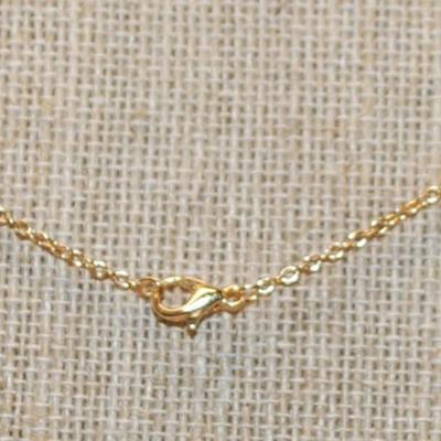 Gold Tone "White Pearls & Tulip" PENDANT (1" x ½") on a Gold Tone Necklace Chain 16" L