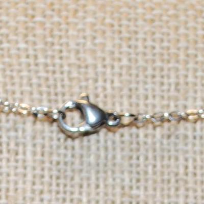 Large Dark Blue Teardrop PENDANT (1½" x ¾") on a Silver Tone Necklace Chain 16" L