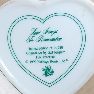 Heart Shaped Covered & Flowered Music/Trinket Box Combo 2½" W x 2½" L x 1½" H --Plays "Some Enchanted...