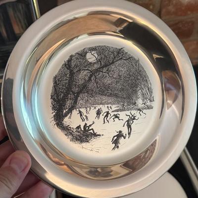 Sale Photo Thumbnail #13: Titled “Skating on The Brandywine” James Wyeth Artist - 178 grams total 