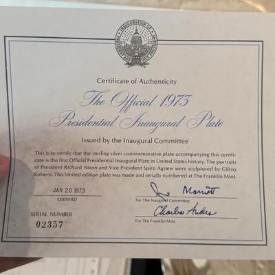 Sale Photo Thumbnail #32: Presidential Inaugural Plate 1975 - 362 grams total 