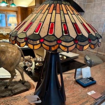 Sale Photo Thumbnail #63: Two Lights. Super Heavy Metal Base. Stands 24” Tall Shade 18”w
