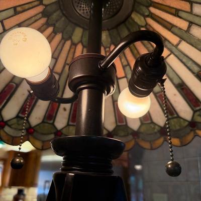 Sale Photo Thumbnail #65: Two Lights. Super Heavy Metal Base. Stands 24” Tall Shade 18”w