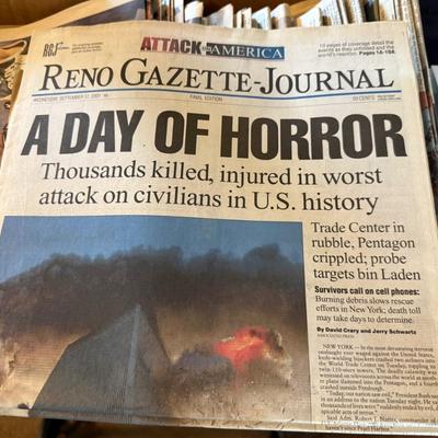 Sale Photo Thumbnail #266: Decent Shape. Approx. 40 - Reno Gazette Journals and others. A lot are related to 9/11