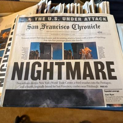 Sale Photo Thumbnail #264: Decent Shape. Approx. 40 - Reno Gazette Journals and others. A lot are related to 9/11
