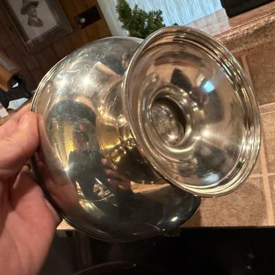 Sale Photo Thumbnail #705: Bowl, Cramer, Pitcher with Monogram - 822 grams total - Not weighted
