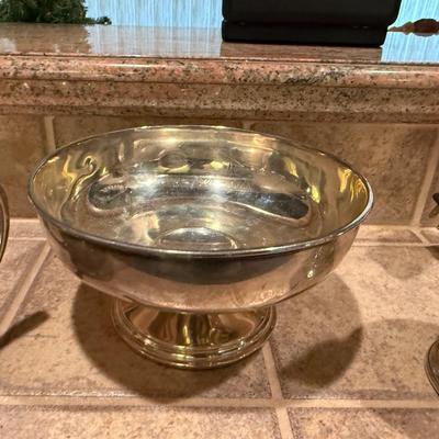 Sale Photo Thumbnail #702: Bowl, Cramer, Pitcher with Monogram - 822 grams total - Not weighted